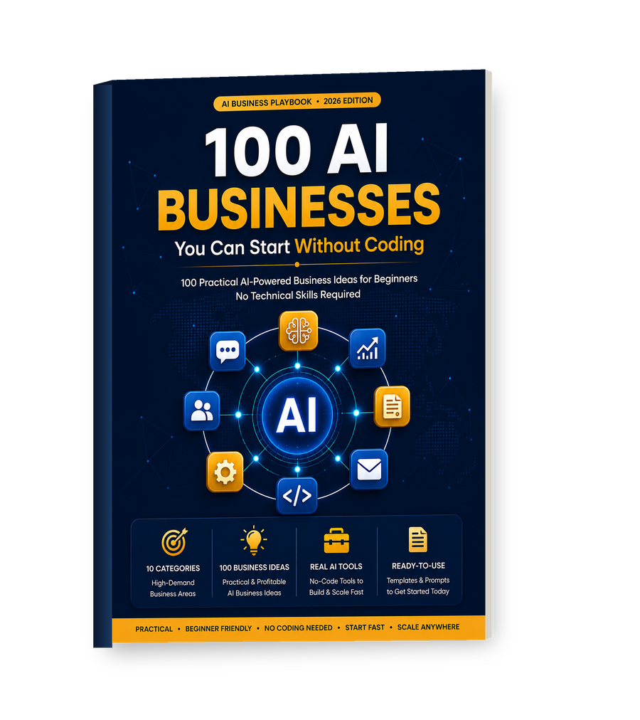 100 AI Businesses You Can Start Without Coding — eBook cover